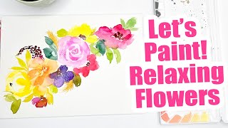 Paint with Me! Relaxing pretty bold watercolor floral ( under 15mins!) #watercolortutorial