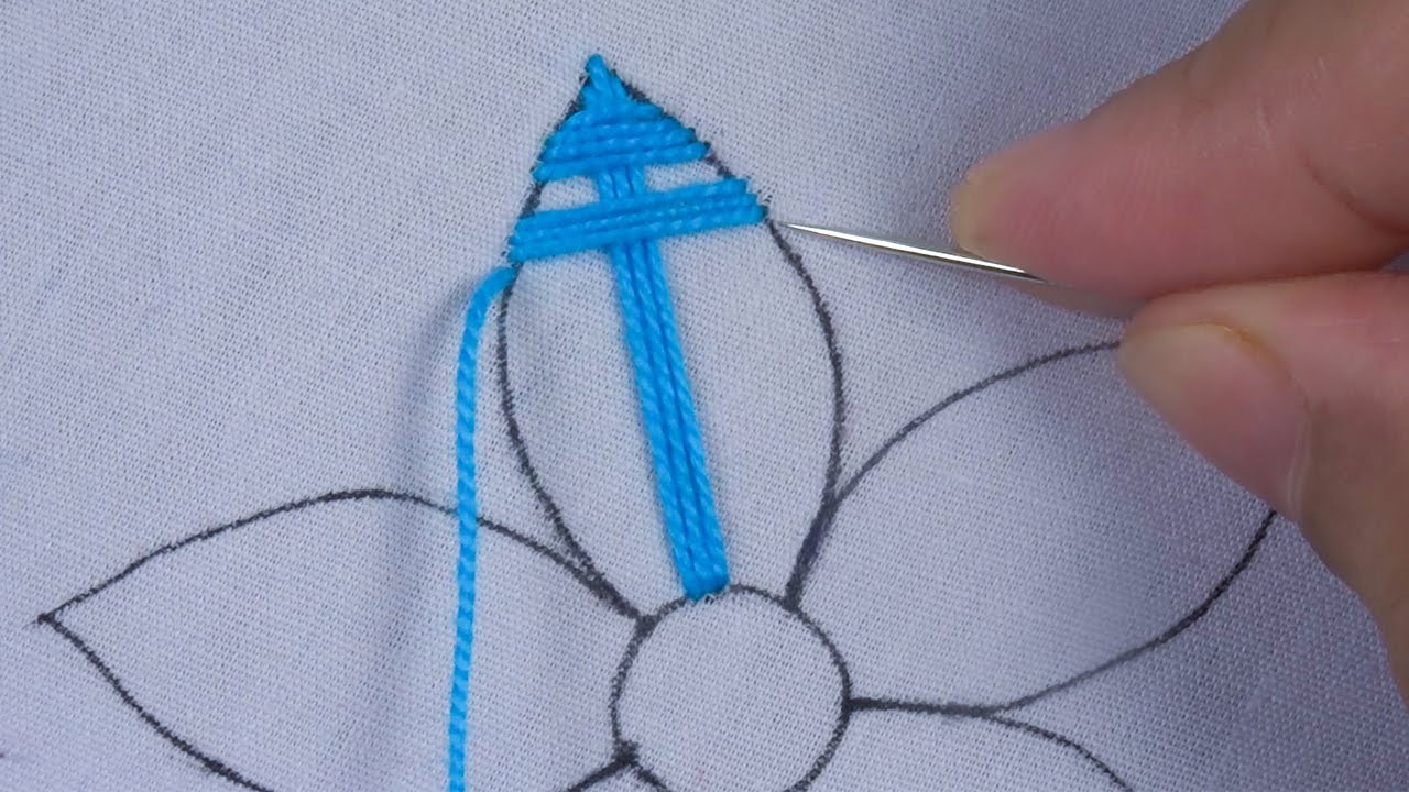 Hand embroidery super easy stitch variation flower design needle work | DIY Sewing Tutorial