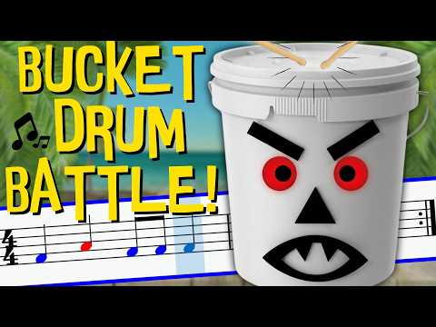 Bucket Drumming Battle: Kids vs Mr. Mean Bucket Guy | Bucket Drum Play-Along!