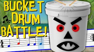Bucket Drumming Battle: Kids vs Mr. Mean Bucket Guy | Bucket Drum Play-Along!