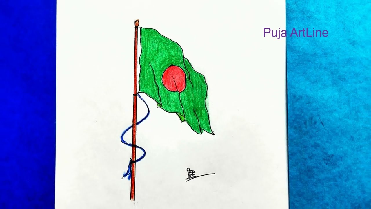 Independence day drawing step by step/flag colour/Bangladesh special scenery drawing/Flag drawing.