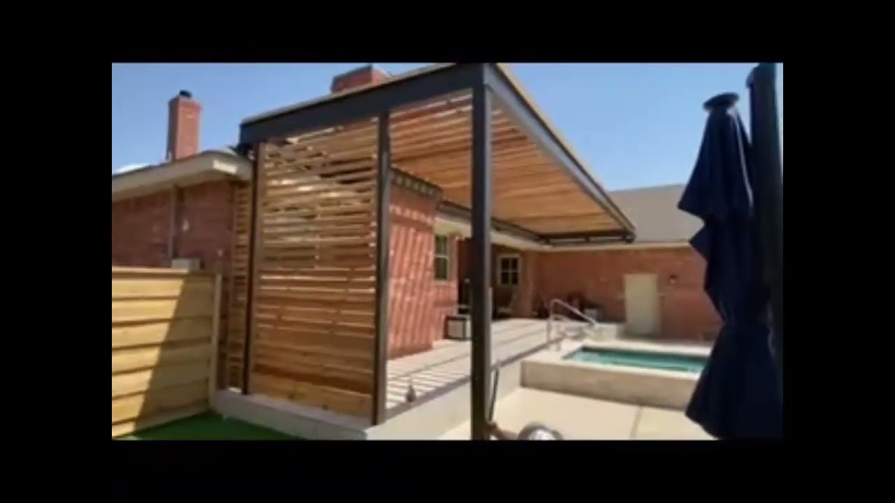 Custom Metal and Cedar Wood Pergola w/ Louver Blinds