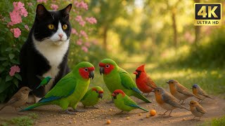 Cat TV: Watch Beautiful Birds with Soothing Forest Sounds – Perfect for Cats to Relax in 4K 🐱