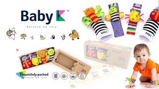 BABY K Foot Finder Socks & Wrist Rattles | Newborn Toys for Baby Boy or Girl