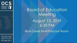 Onslow County Board of Education Meeting - August 13, 2019
