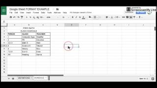 GOOGLE SHEETS FORMAT TASK 2 (Class Schedule)