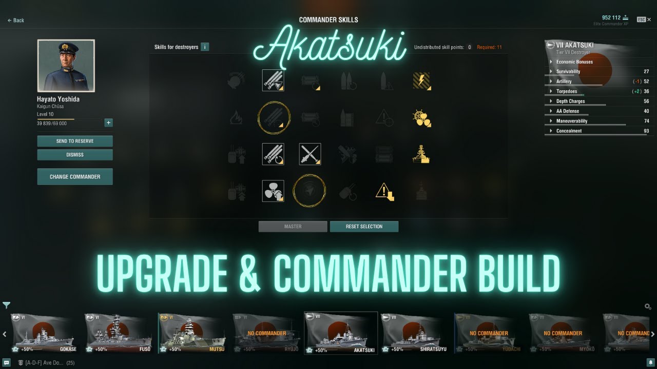 Акацуки | Руководство по улучшению и сборке командира до 2025 года | World of Warships