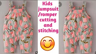 Baby jumpsuit/romper/dungree dress cutting and stitching easy way/baby dress design/jumpsuit