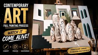 Resting Forms | From Raw Sketches to a Contemporary Painting 🎨 | Art Process