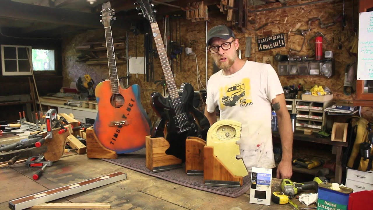 reclaimed wood guitar stand - prototype #1