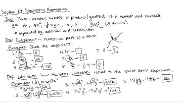 Section 1.8: Simplifying Expressions