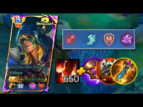 ALDOUS 650 STACK NEW SUSTAIN DAMAGE BUILD AND NEW EMBLEMSET IN SOLO RANKED ROTATION!!!🔥 - MLBB