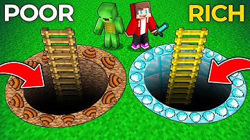 JJ and Mikey Pick POOR vs RICH Tunnel Battle in Minecraft Challenge from Maizen!