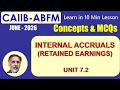 INTERNAL ACCRUALS (RETAINED EARNINGS) 7.2 CAIIB ABFM MAY- June 26 - LEARN IN 10 MIN WITH MCQS #S146