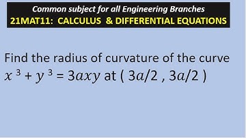 Numerical on Radius of curvature in cartesian form