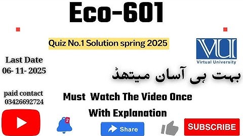 ECO601 - Business Econometrics (Quiz 01) 💯 Percent Correct Paid Whatsapp 03426692724