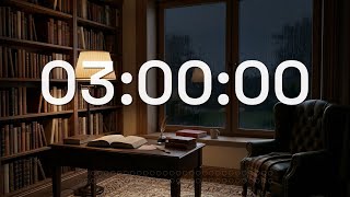 3 Hours Timer 📚 Rainy Library | Cozy Rainy Library Timer - ChronoFlow