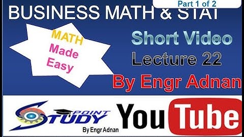 MTH302 Short Video| Lecture 22 |Part 1 of 2| VU Short Lecture |MTH 302 Short Videos |Profit/Loss