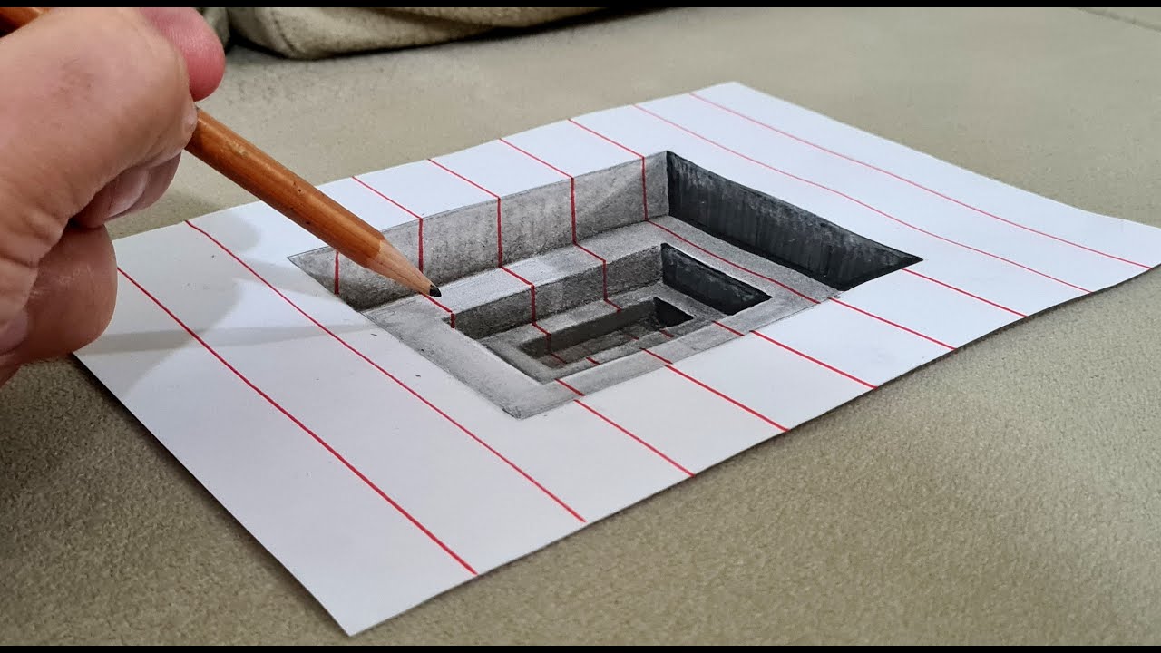 easy 3d drawing on paper - YouTube