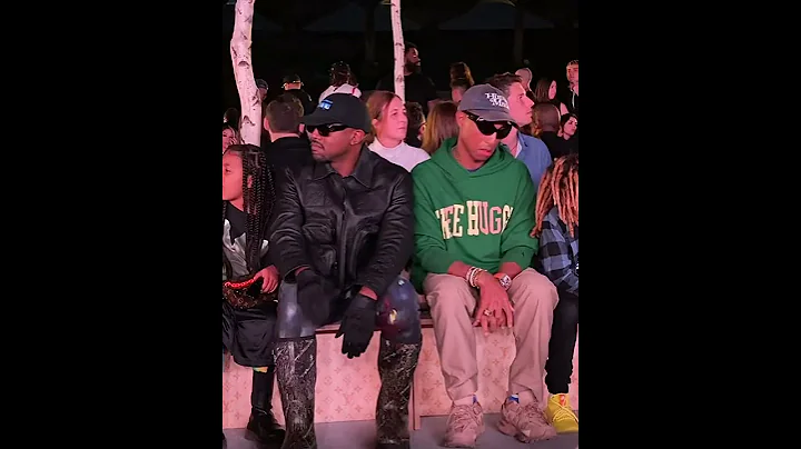 Kanye West and Pharrell at Virgil Abloh last Louis Vuitton Fashion Show 2021 Art Basel Miami DONDA