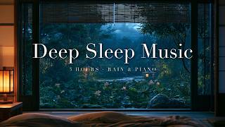 FALL ASLEEP FAST 💤 3 Hours of Heavy Rain on a Lotus Pond 🎵 Soft Piano Sleep Music screenshot 2