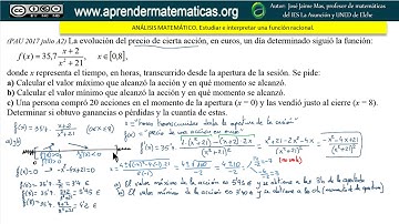 Estudiar e interpretar función racional. PAU ccss2 julio 2017 A2. José Jaime Mas