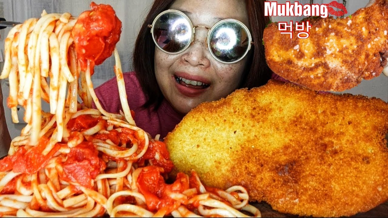 BIG BITES‼️SPAGHETTI MUKBANG | ASMR CHICKEN MILANESE 먹방 EATING SHOW