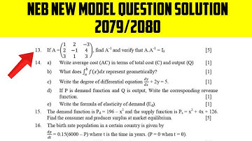 Business Mathematics Class 12 New Model Question Solution | NEB Grade 12 New Model Question Paper
