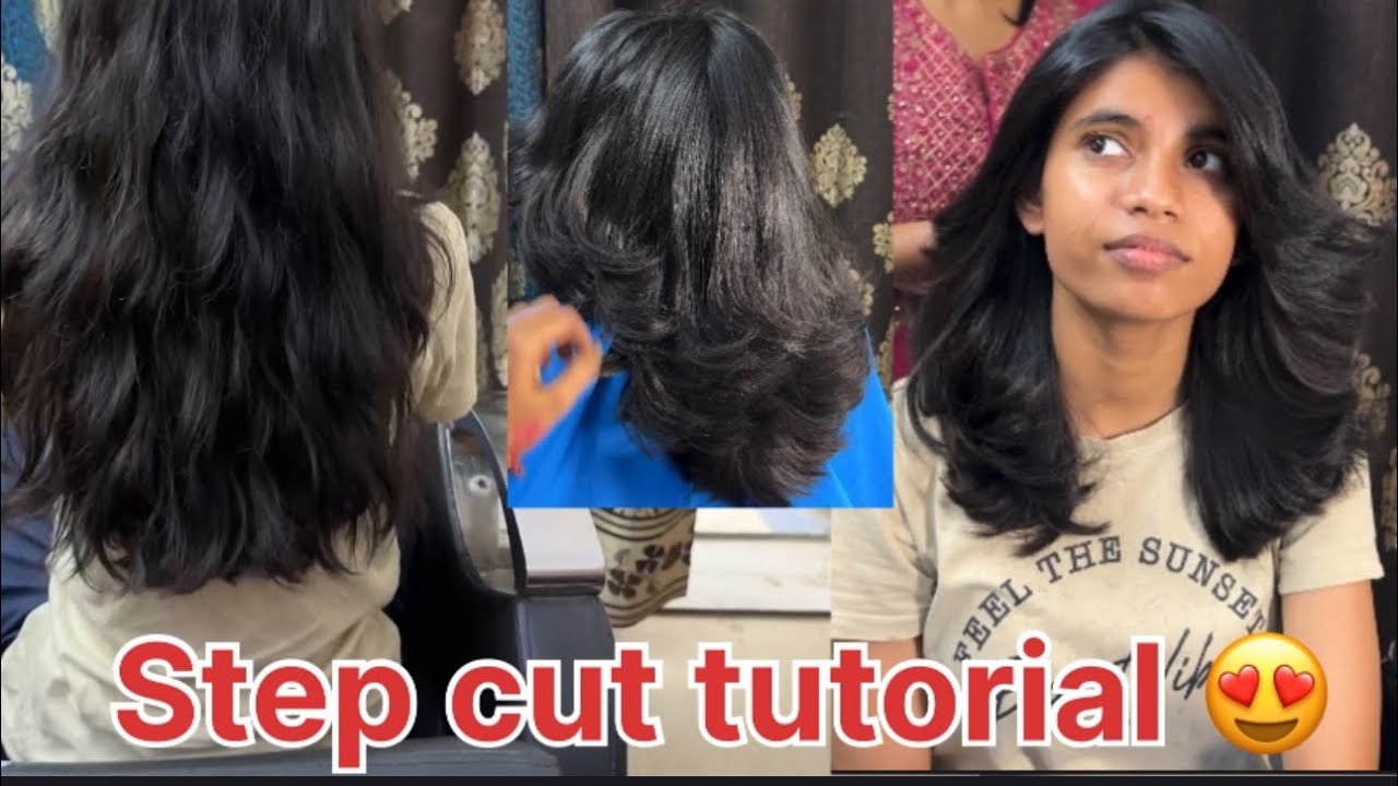 Medium length me short step hair cut kaise Kare ll very easy hair cut 💇‍♀️ 