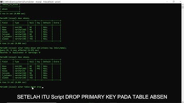 Cara Menambahakan & Hapus Primary key Field Pada Database Mysql Mengunakan Perintah Native CMD 2019