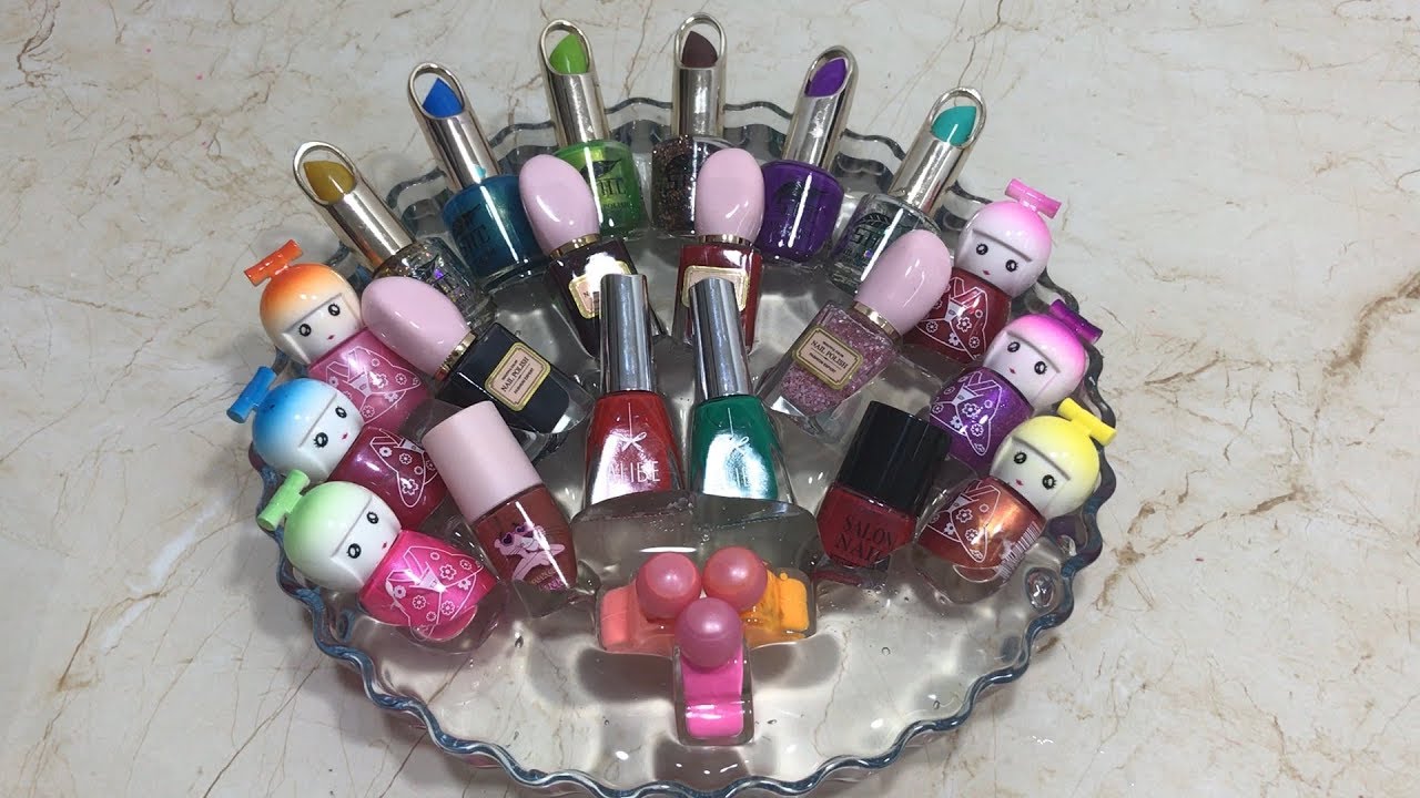 Mixing Nail Polish Into Clear Slime Most Satisfying Slime Videos 