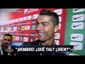 SALUDO ESPECIAL de Cristiano Ronaldo a Edu Aguirre entre la MULTITUD de la zona mixta en Lisboa