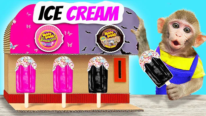 Baby Monkey KiKi playing with Black and Pink Ice Cream Vending Machine so funny   KUDO ANIMAL KIKI