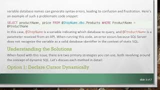 Celebrity Resolving Cursor Issues in SQL Server with Dynamic SQL: A Guide to Handling Variables Wealth