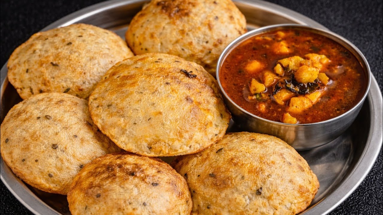 आलू की स्वादिष्ट खस्ता पूरी और आलू भाजी। आलू पूरी और आलू भाजी।