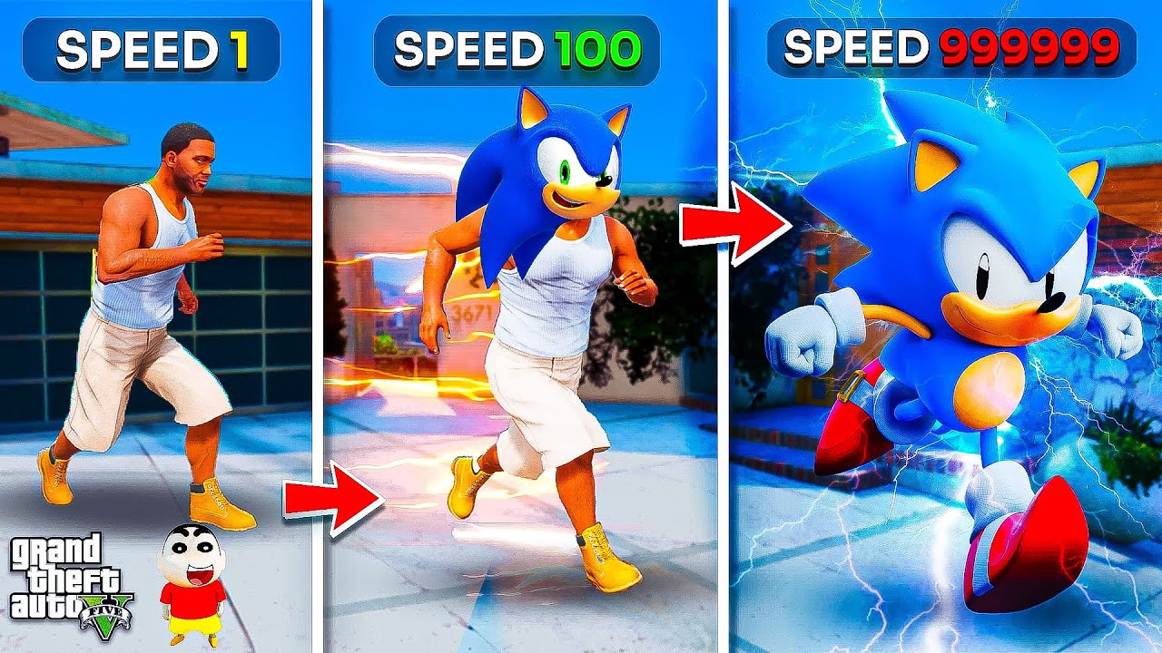 Franklin Become Super Sonic in GTA 5 | Upgrading Franklin The Fastest Man & Save Shinchan,Motu GTA 5