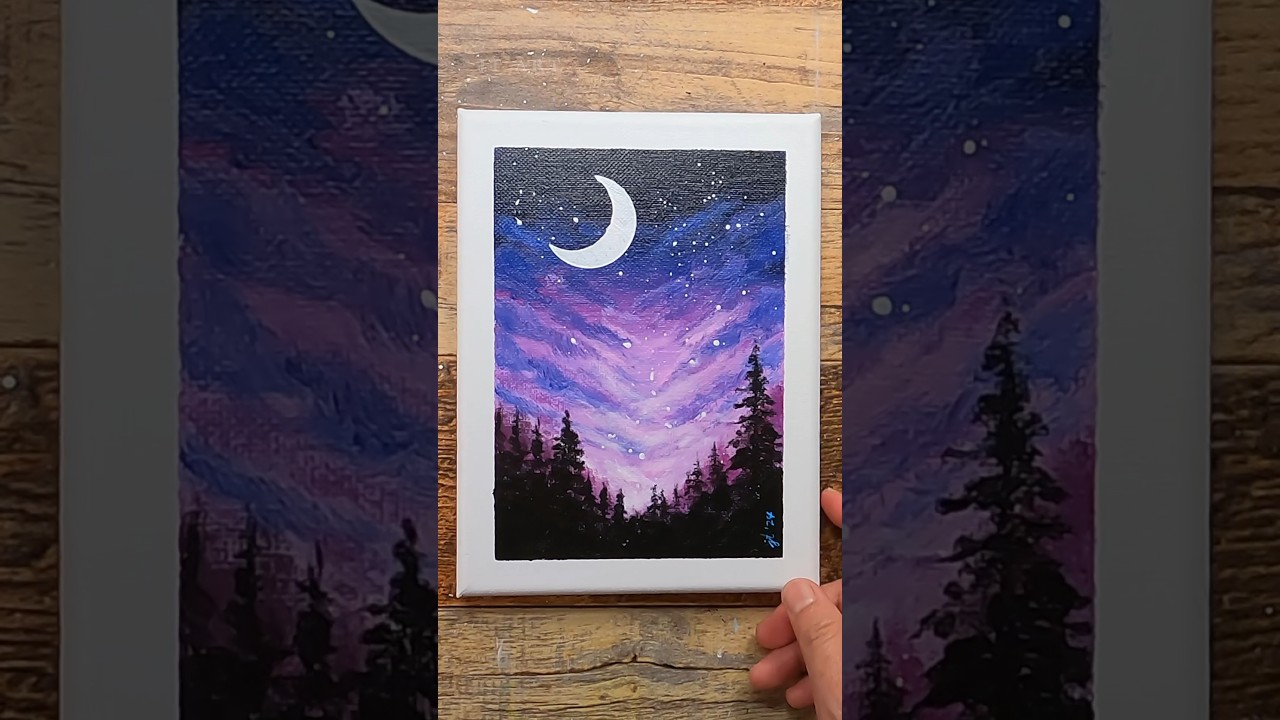 Midnight's Dream | Easy Night Sky Acrylic Painting