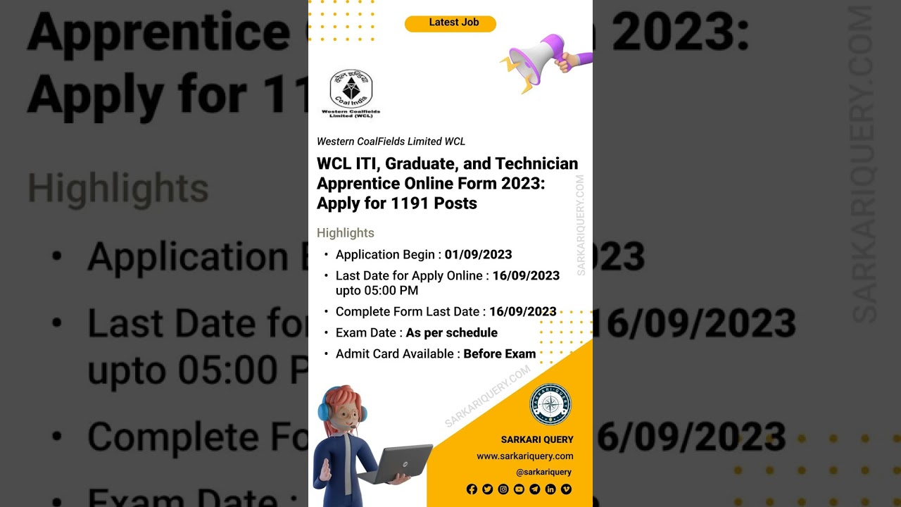 Apply online WCL ITI ,Graduate and Technician Apprentice for 1191 Post 