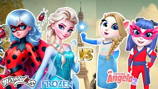 Frozen Queen🩵 Elsa 🆚 miraculous ladybug 💋🆚 #mytalkingangela2 #new makeover new update