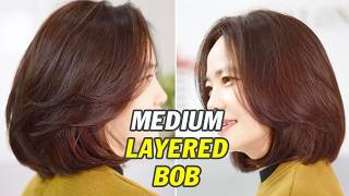 How to Cut Soft Medium Layers Bob Haircut Tutorial for Women | Elegant Bob Hair Cutting Techniques screenshot 1