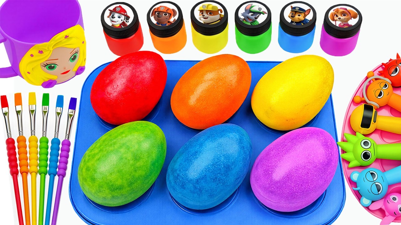 Satisfying Video l How to make Rainbow Super Eggs From Mixing Glitter Slime in Sqare Cutting ASMR