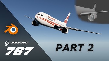 Blender aircraft modeling process (Boeing 767 - part 2)