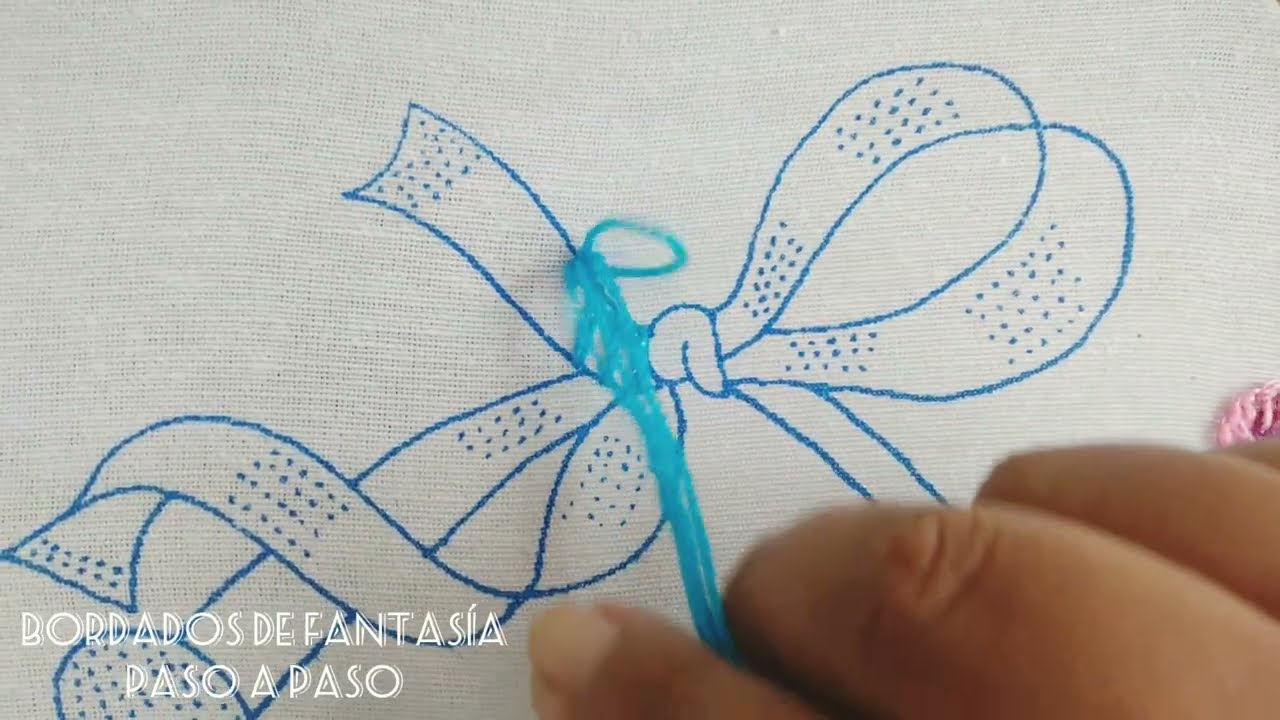 #1- BORDADO DE FANTASÍA PARA MOÑOS/ PUNTADA FACIL DE MOÑOS DELGADOS/ PASO A PASO DE BORDADO FÁCIL