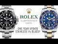 Rolex Submariner 1 Year Update and Stainless Steel Vs. Two Tone Bluesy