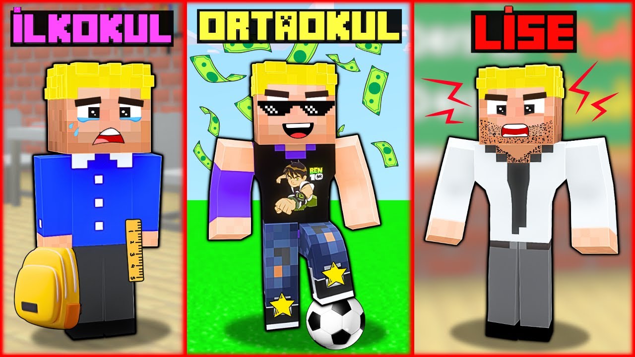 EFEKAN'IN HAYATI | İLKOKUL - ORTAOKUL - LİSE 😱 - Minecraft