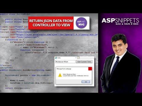 Return JSON data from Controller to View in ASP.Net MVC