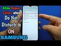 How to allow repeat callers when do not disturb is on in Samsung Galaxy A02