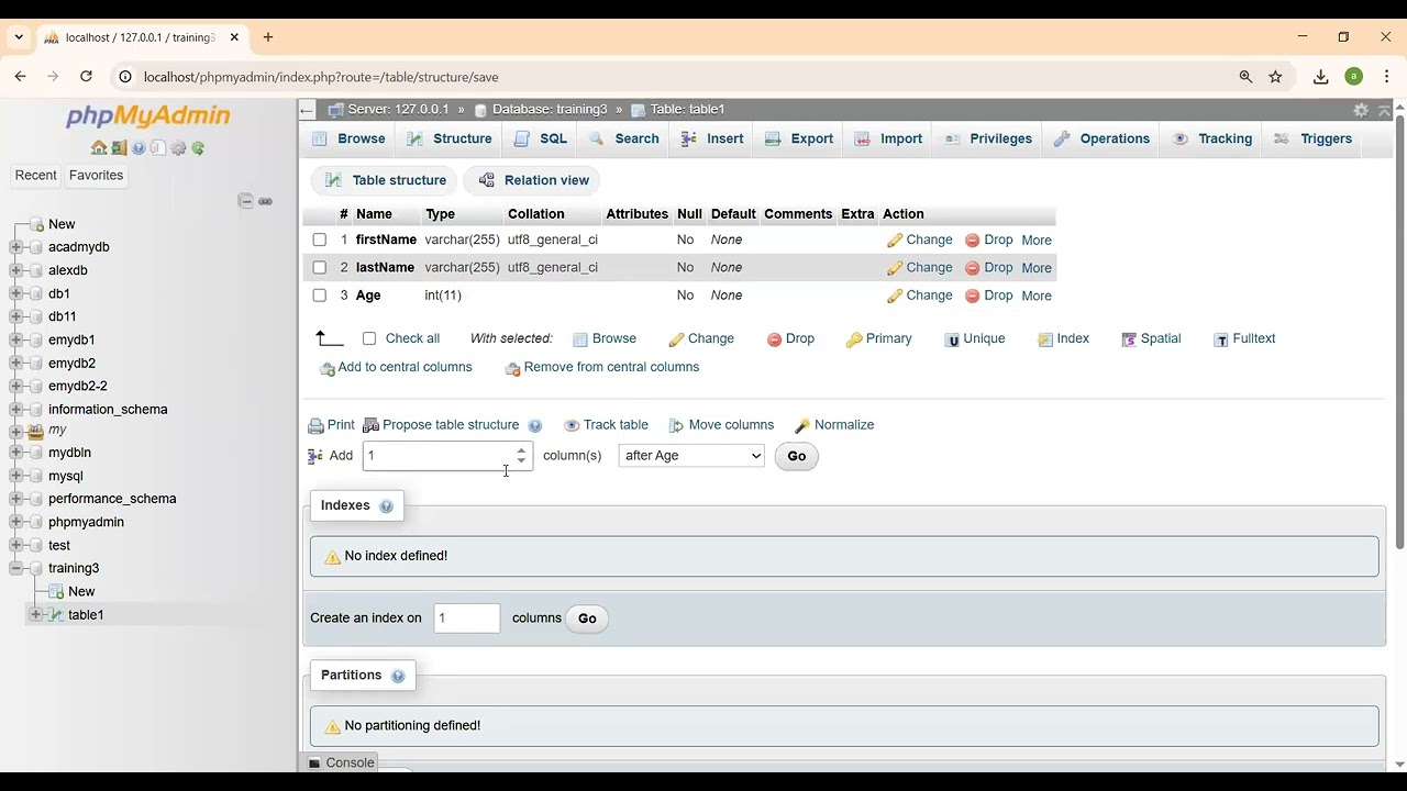 إنشاء جدول في قاعدة البياناتCREATE TABLE