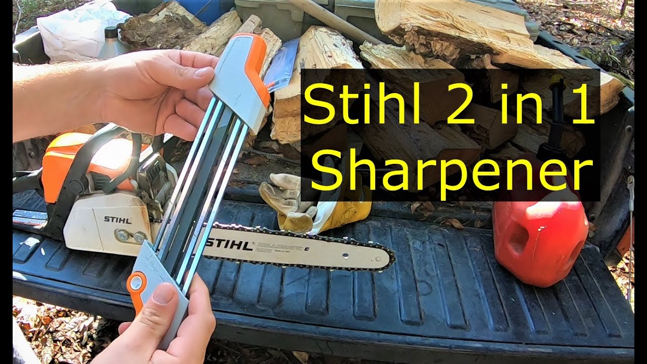 45 Stihl 2 in 1 sharpener, Stihl MS170, sharpening a