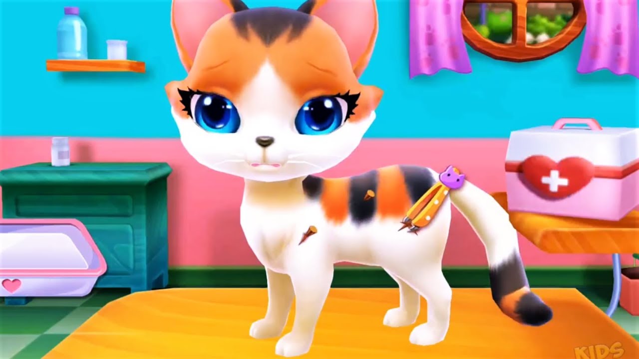 Cat Care Game Online free for Kids,Girls,cute kitty virtual pet games for  mobile Android Phone,tablet play